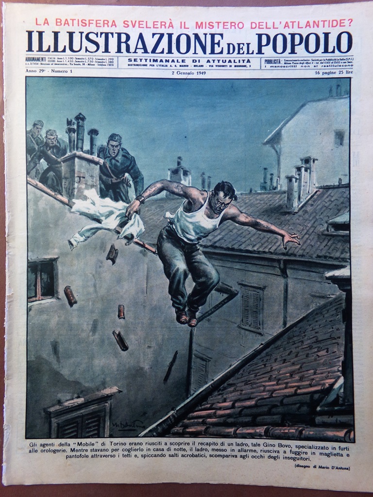 Illustrazione del Popolo 2 Gennaio 1949 Omegna Meazza Atlantide Bovo …