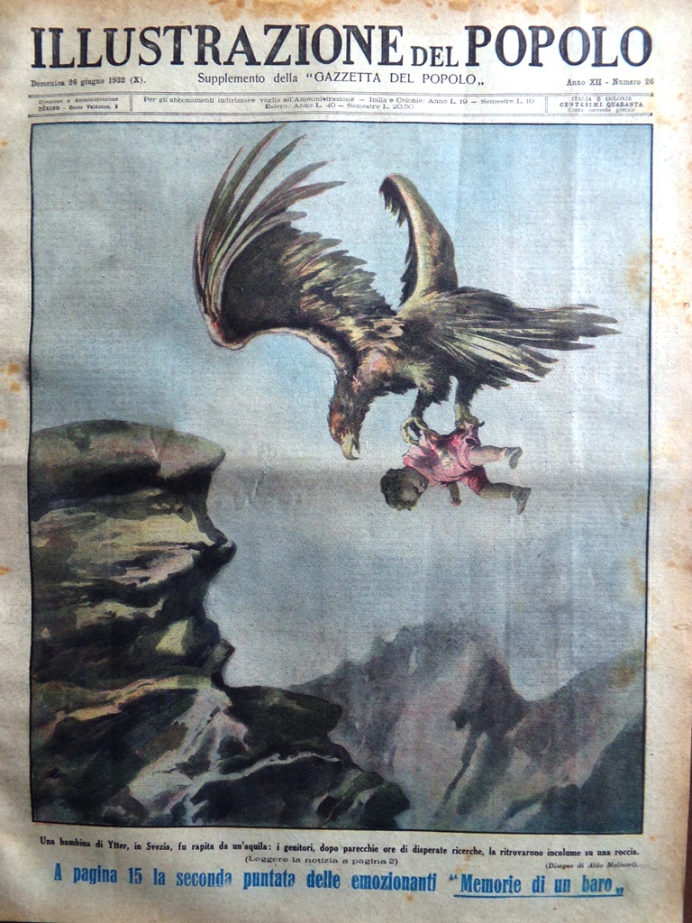 Illustrazione del Popolo 26 Giugno 1932 Barabino Purosangue Nascita Disco …