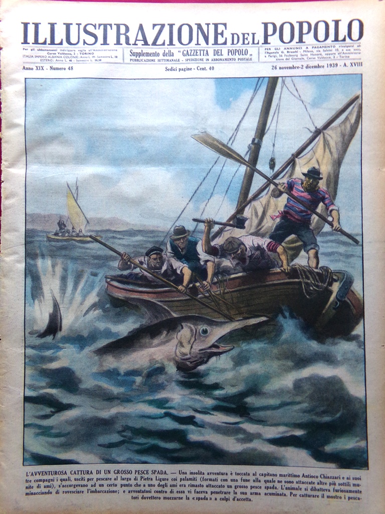 Illustrazione del Popolo 26 Novembre 1939 WW2 Andrea Doria Rurali …