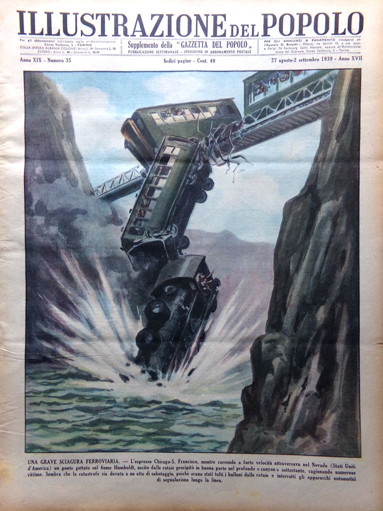 Illustrazione del Popolo 27 Agosto 1939 Ciclismo Danzica Caterina Medici …