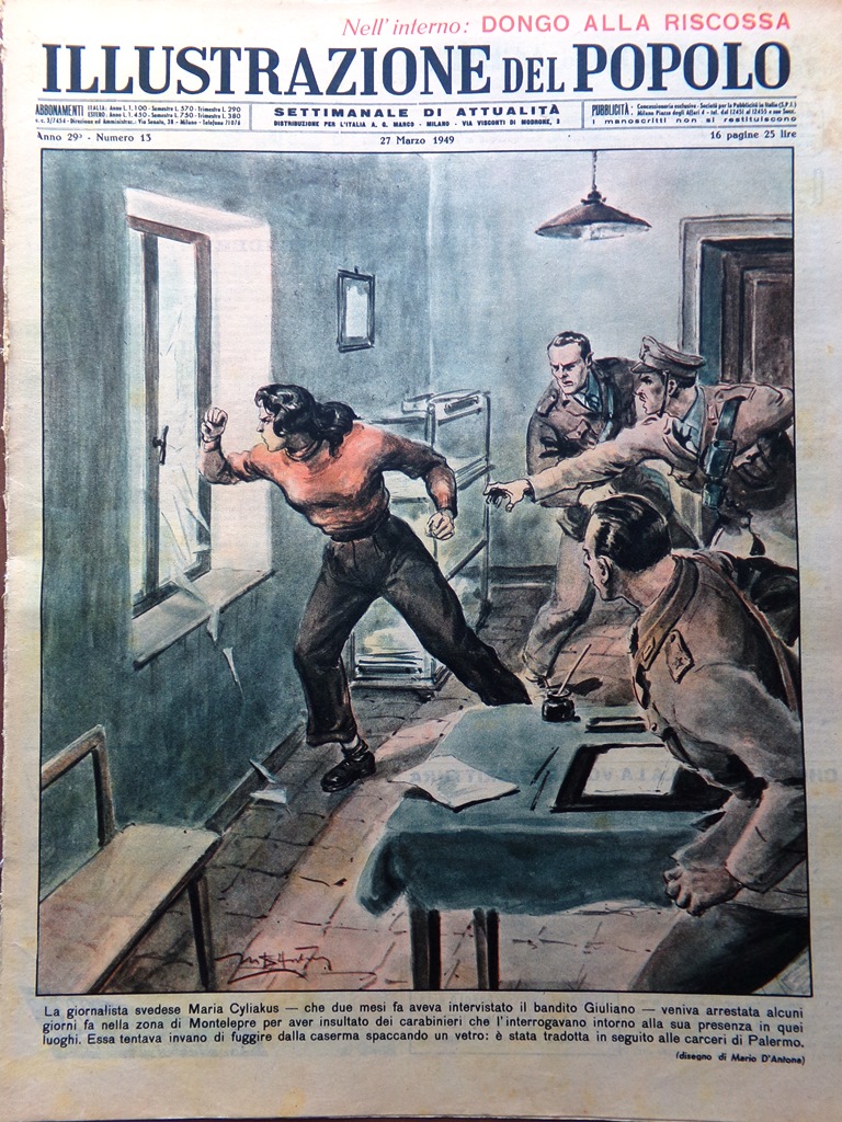 Illustrazione del Popolo 27 Marzo 1949 Cyliakus Dongo John Haig …
