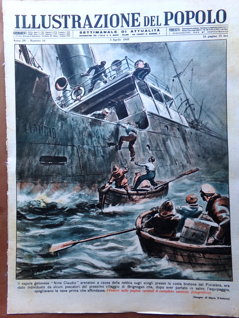 Illustrazione del Popolo 3 Aprile 1949 Nino Claudio Baceno Myrna …