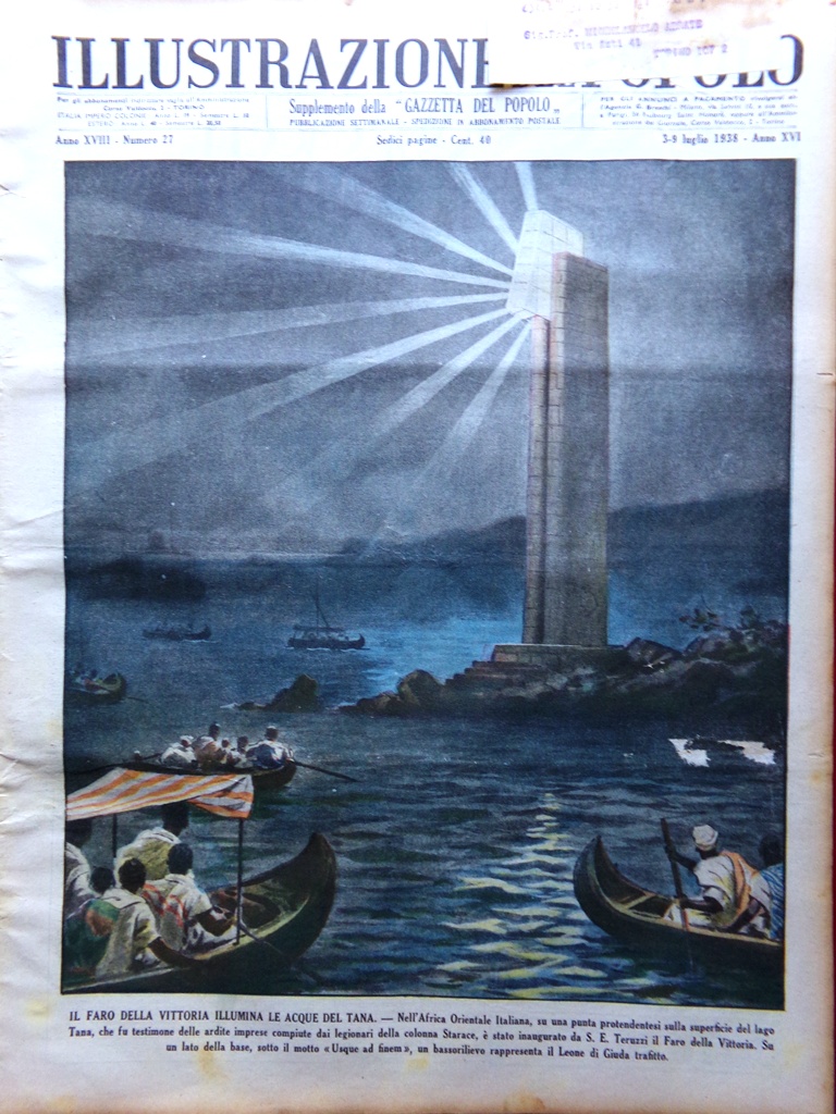 Illustrazione del Popolo 3 Luglio 1938 Faro Vittoria Giro Francia …