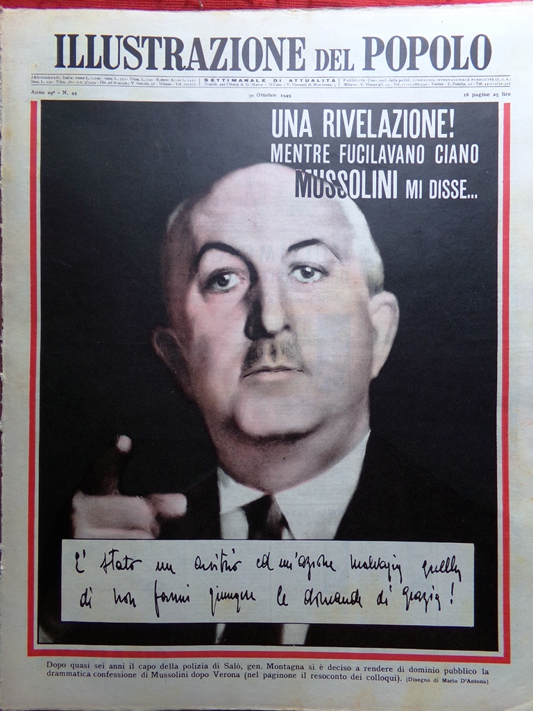 Illustrazione del Popolo 30 Ottobre 1949 Processo di Verona Armstrong …