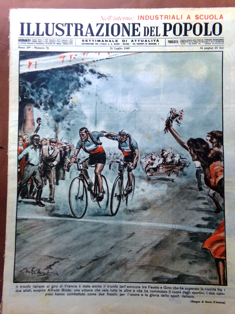 Illustrazione del Popolo 31 Luglio 1949 Coppi Bartali Cometa Halley …