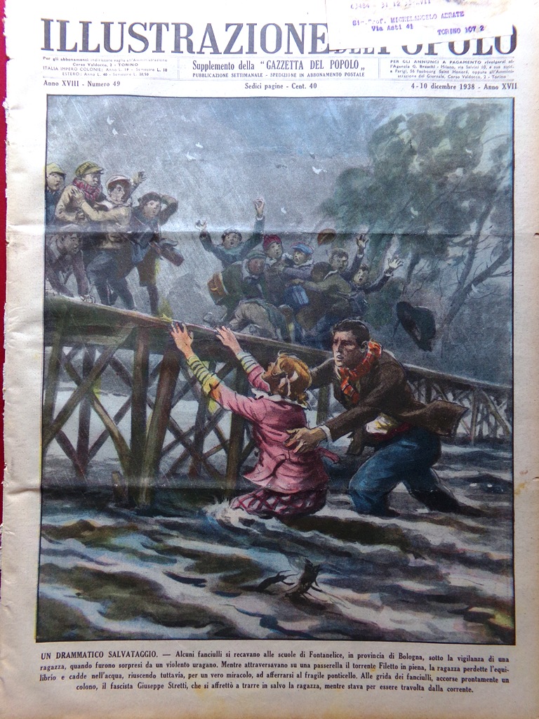 Illustrazione del Popolo 4 Dicembre 1938 Scuole Eritrea Telefono Cricca …