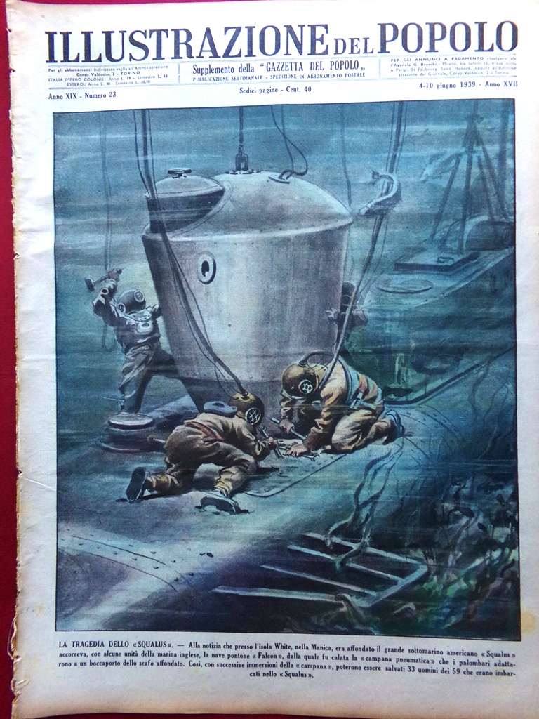 Illustrazione del Popolo 4 Giugno 1939 Squalus Sigfrido Aimone Aosta …