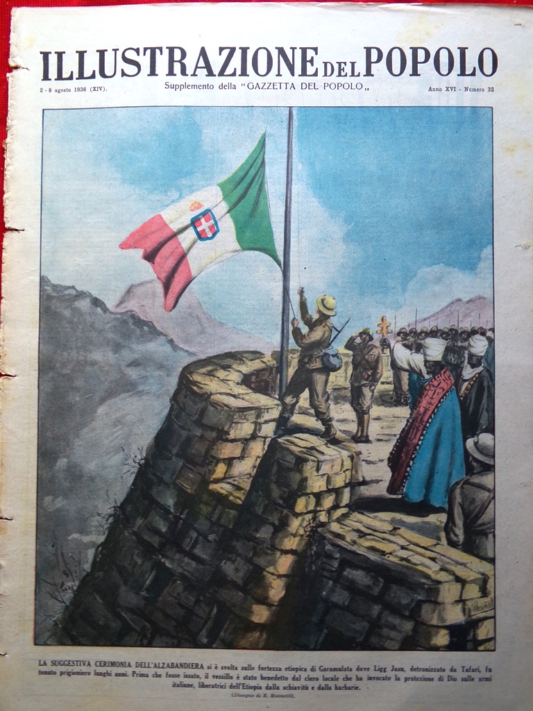 Illustrazione del Popolo 8 Agosto 1936 Kalman Cot Guerra in …