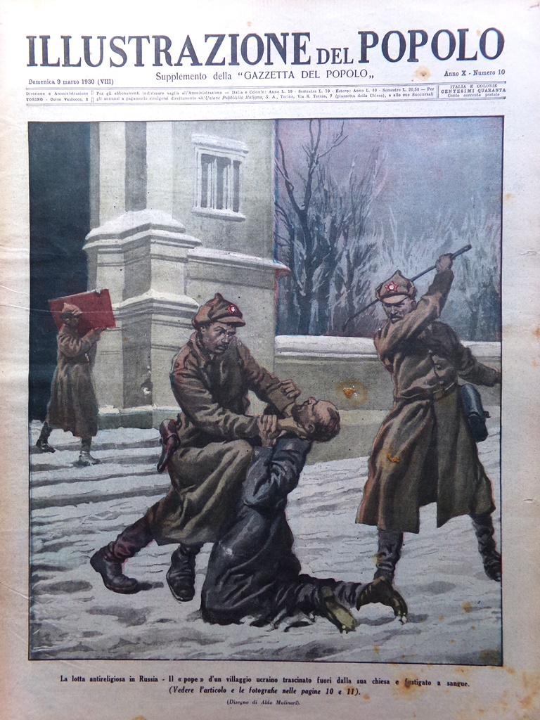 Illustrazione del Popolo 9 Marzo 1930 Lotta Religione Russia Sempione …
