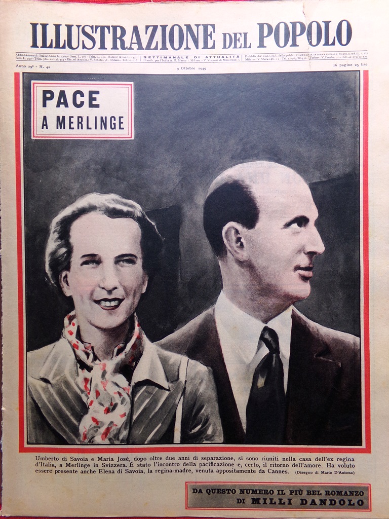 Illustrazione del Popolo 9 Ottobre 1949 Savoia Alluvione Campania Stalin …