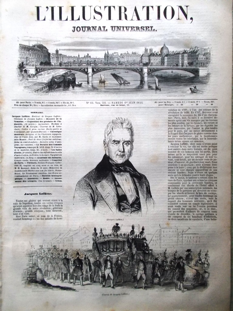 L'Illustration Journal Universel 1 Juin 1844 Laffitte Asile Catherine Antigone