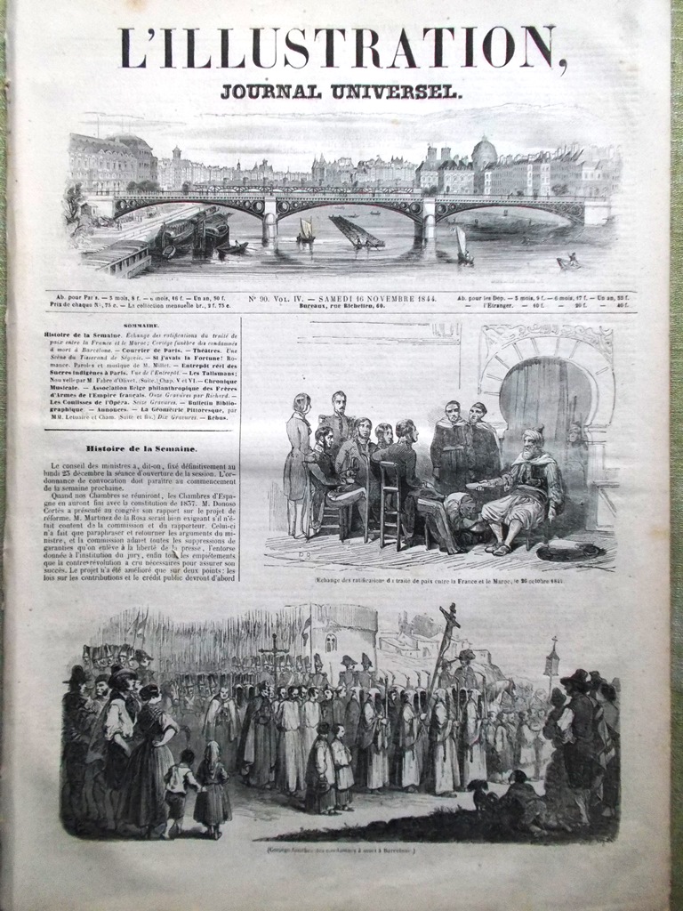 L'Illustration Journal Universel 16 Novembre 1844 Association Belge Paix Maroc