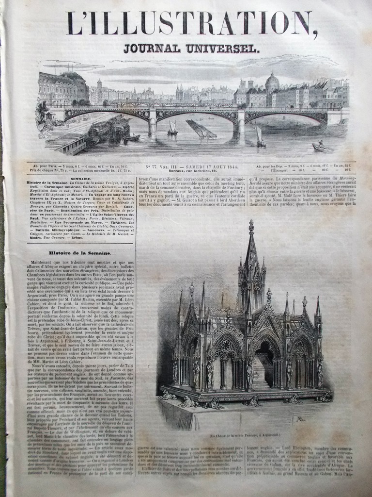 L'Illustration Journal Universel 17 Aout 1844 Algérie Saint Vincent de …
