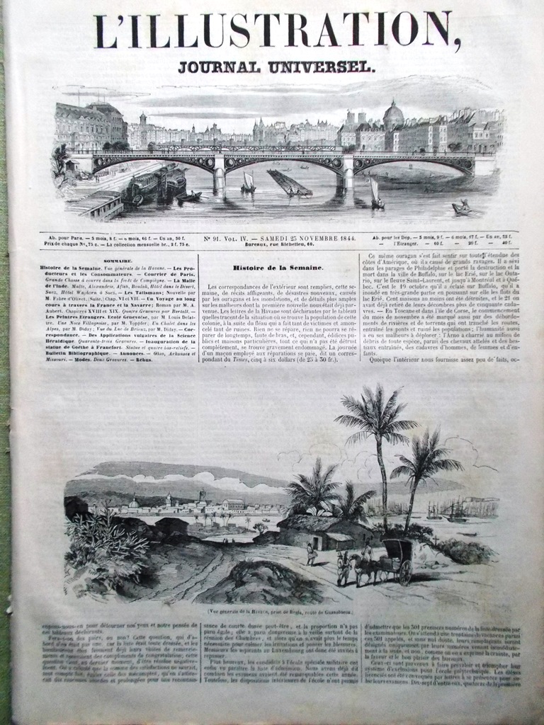 L'Illustration Journal Universel 23 Novembre 1844 Science Héraldique Goëthe Inde