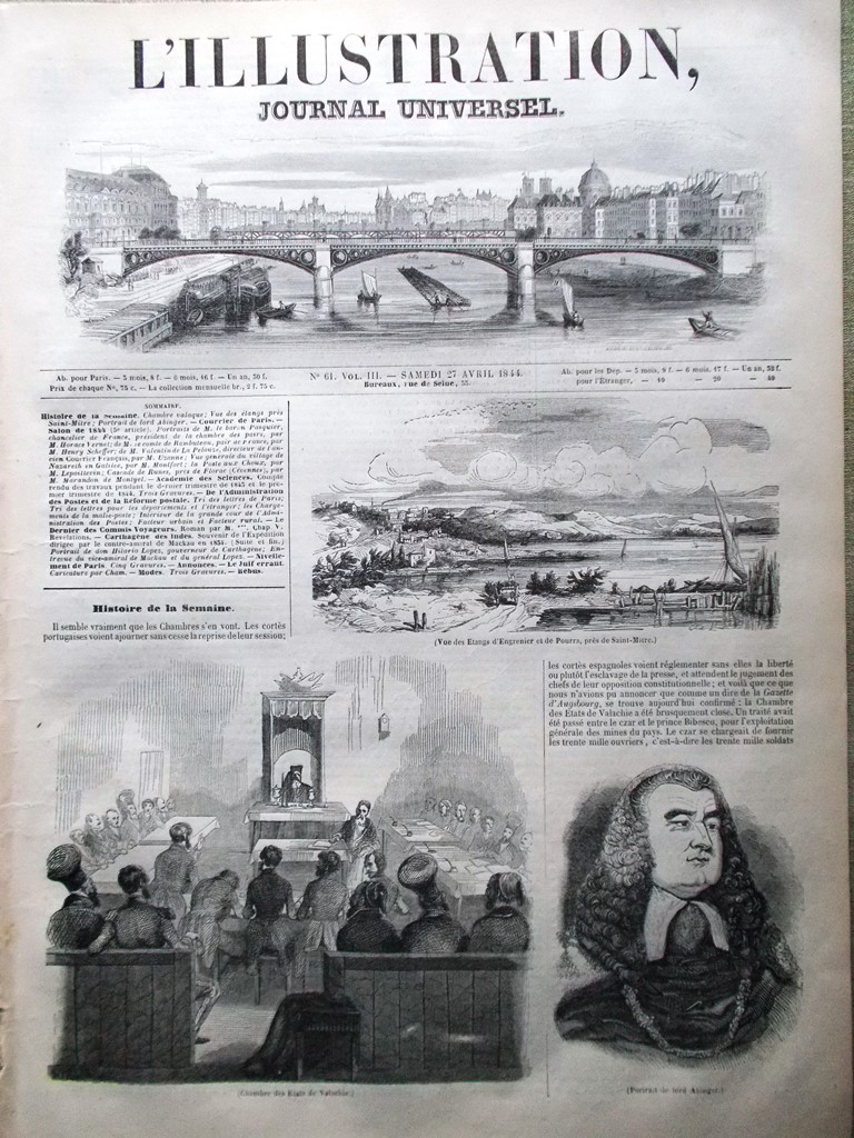 L'Illustration Journal Universel 27 Avril 1844 Réforme des Postes Seine …