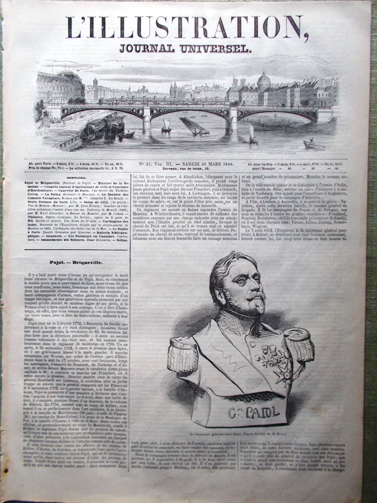 L'Illustration Journal Universel 30 Mars 1844 Monaco Carthagène des Indes …