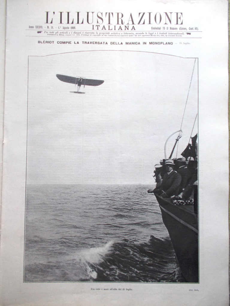 L'illustrazione Italiana 1 Agosto 1909 Bleriot Manica Monumenti di Roma …