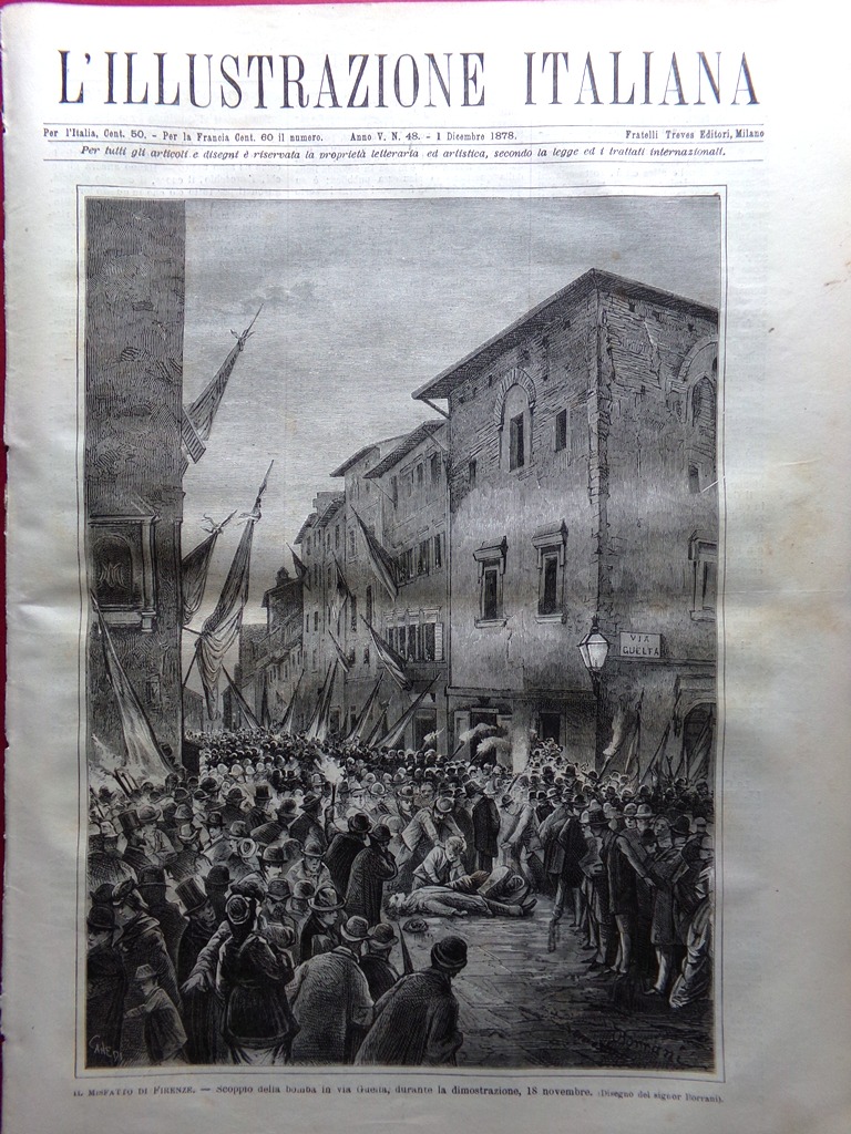 L'Illustrazione Italiana 1 Dicembre 1878 Attentato Sovrani Napoli Firenze Junck