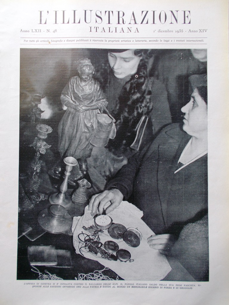 L'Illustrazione Italiana 1 Dicembre 1935 Estremo Oriente Ginevra Petrolio Calcio