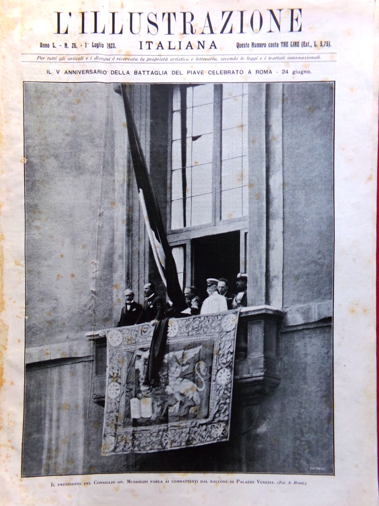 L'Illustrazione Italiana 1 Luglio 1923 Eruzione Etna Pascal Battaglia Piave …