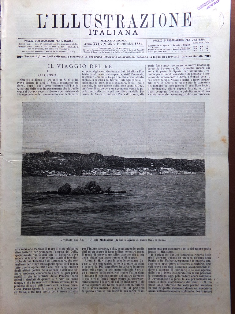L'Illustrazione Italiana 1 Settembre 1889 Montesenario Maddalena Bellini Catania