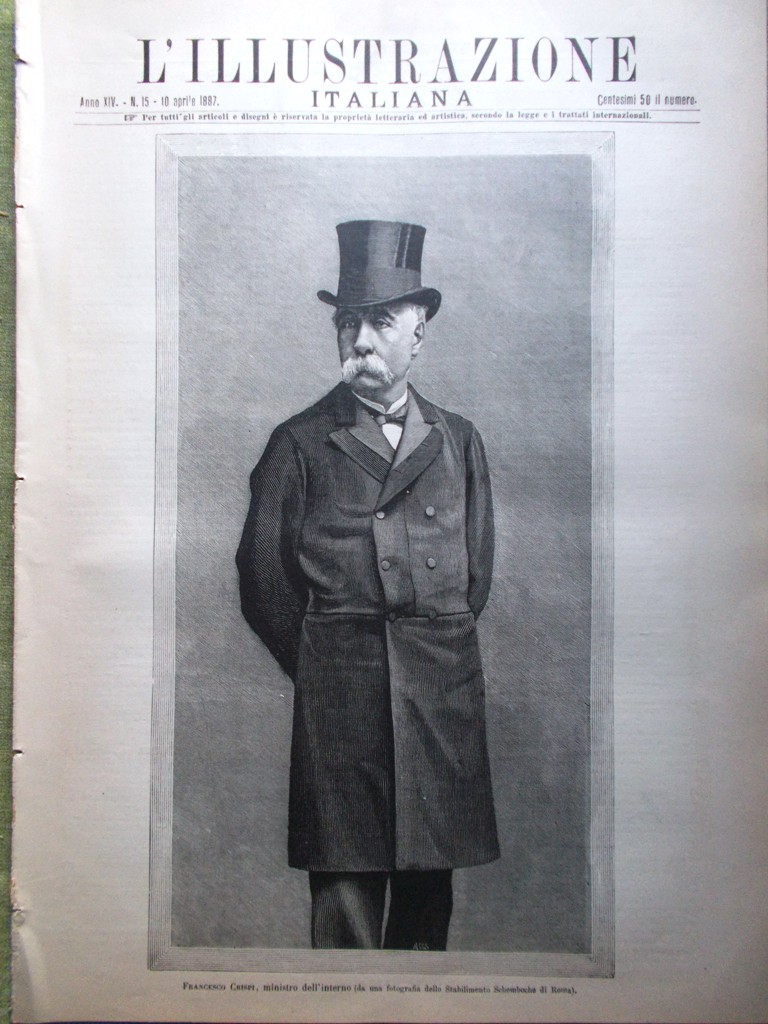 L'illustrazione Italiana 10 Aprile 1887 Crispi Impero Vanderbilt Chiesa Perugia