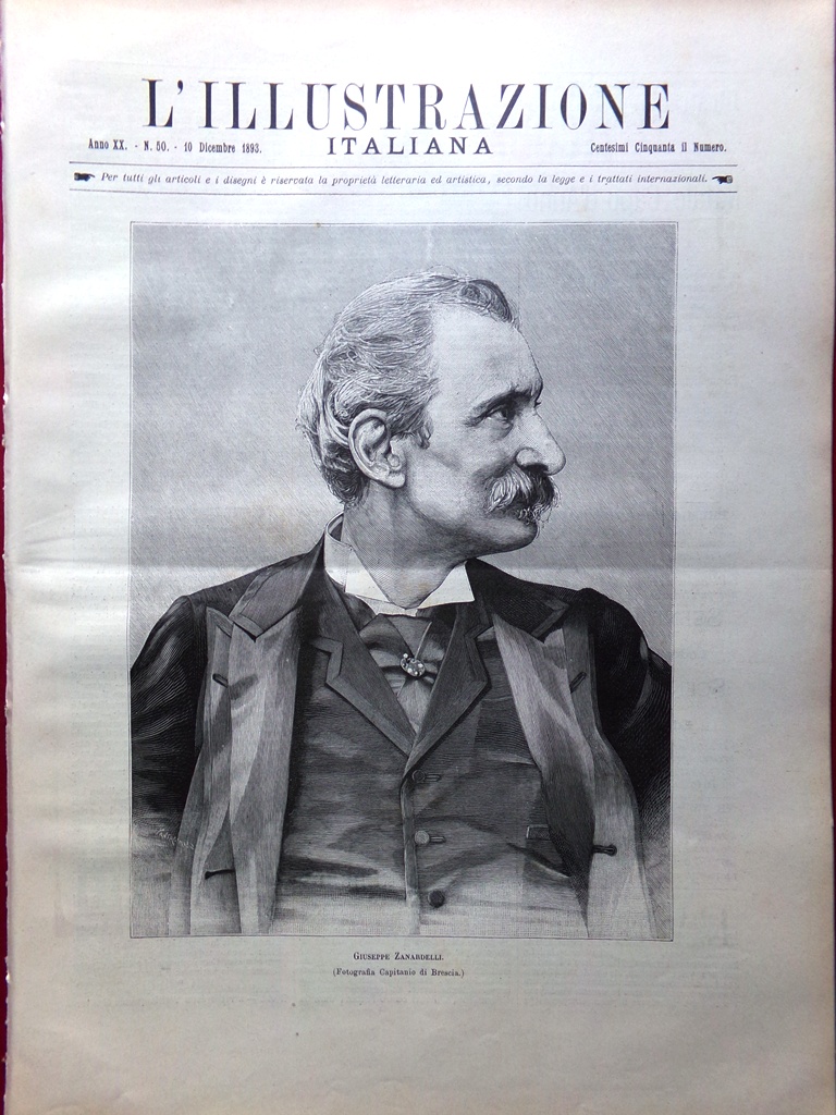 L'Illustrazione Italiana 10 Dicembre 1893 Napoli Santa Lucia Orologi Zanardelli
