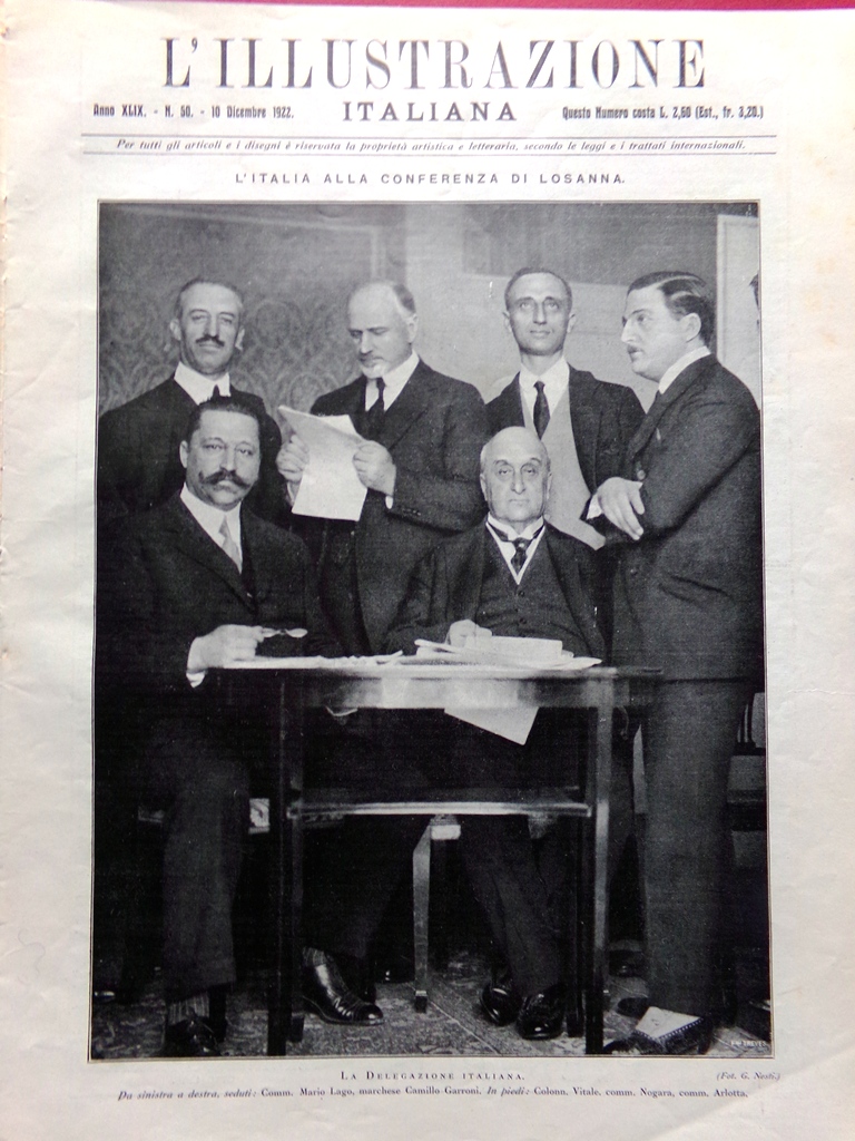L'Illustrazione Italiana 10 Dicembre 1922 Conferenza Losanna Gorizia Sem Benelli