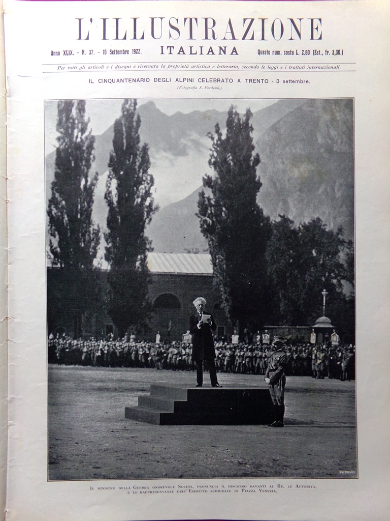L'Illustrazione Italiana 10 Settembre 1922 Alpini Autodromo di Monza Loreto …