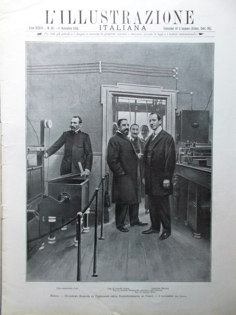 L'Illustrazione Italiana 11 Novembre 1906 Marconi Ercolano Taranto Arrighi Bojer