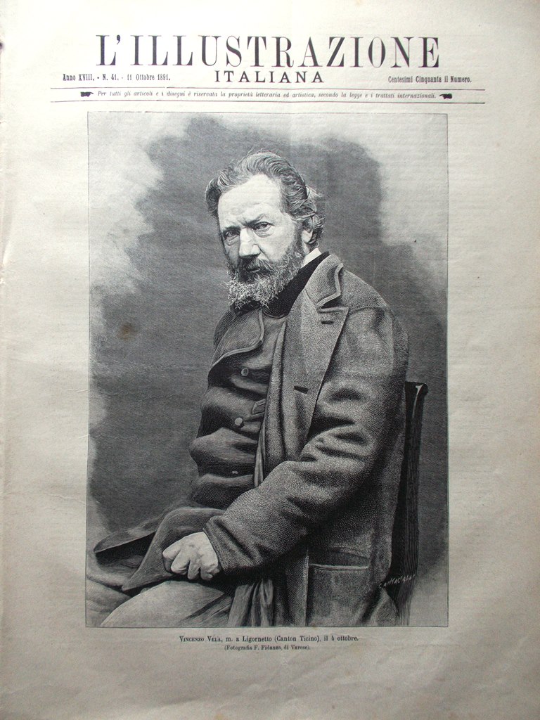 L'Illustrazione Italiana 11 Ottobre 1891 Vela Tomba Vittorio Emanuele Caravaggio