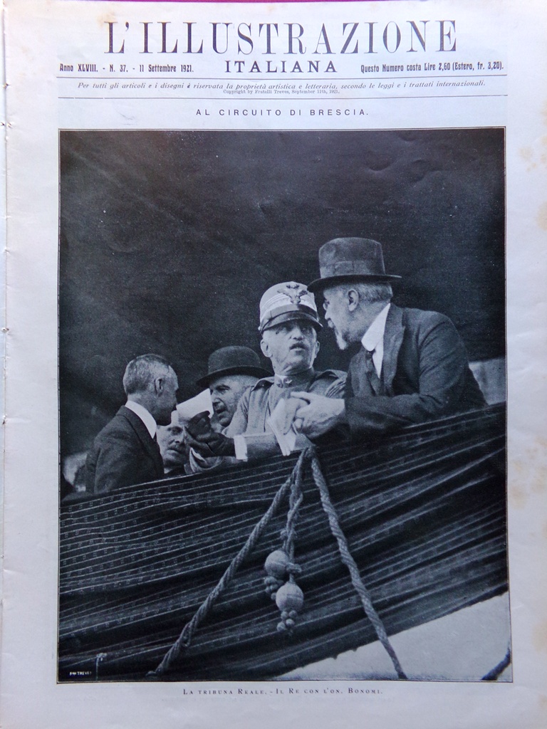 L'Illustrazione Italiana 11 Settembre 1921 Napoleone Colajanni Circuito Brescia