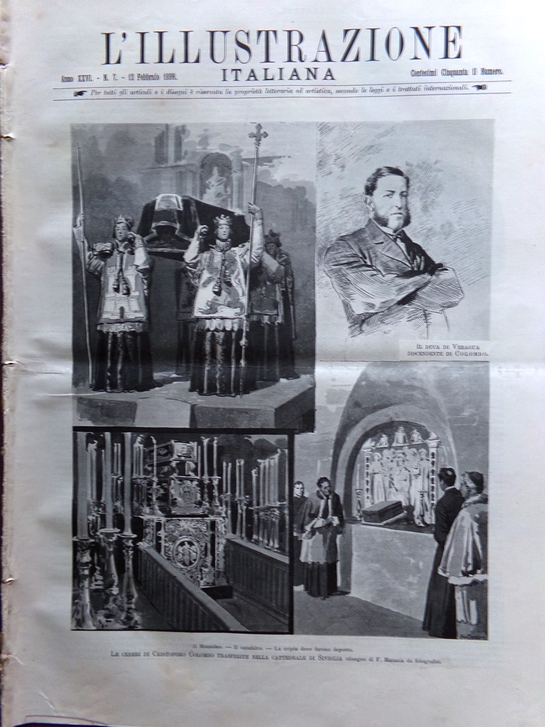 L'Illustrazione Italiana 12 Febbraio 1899 Ceneri Colombo Vespri Palermo Tolstoj