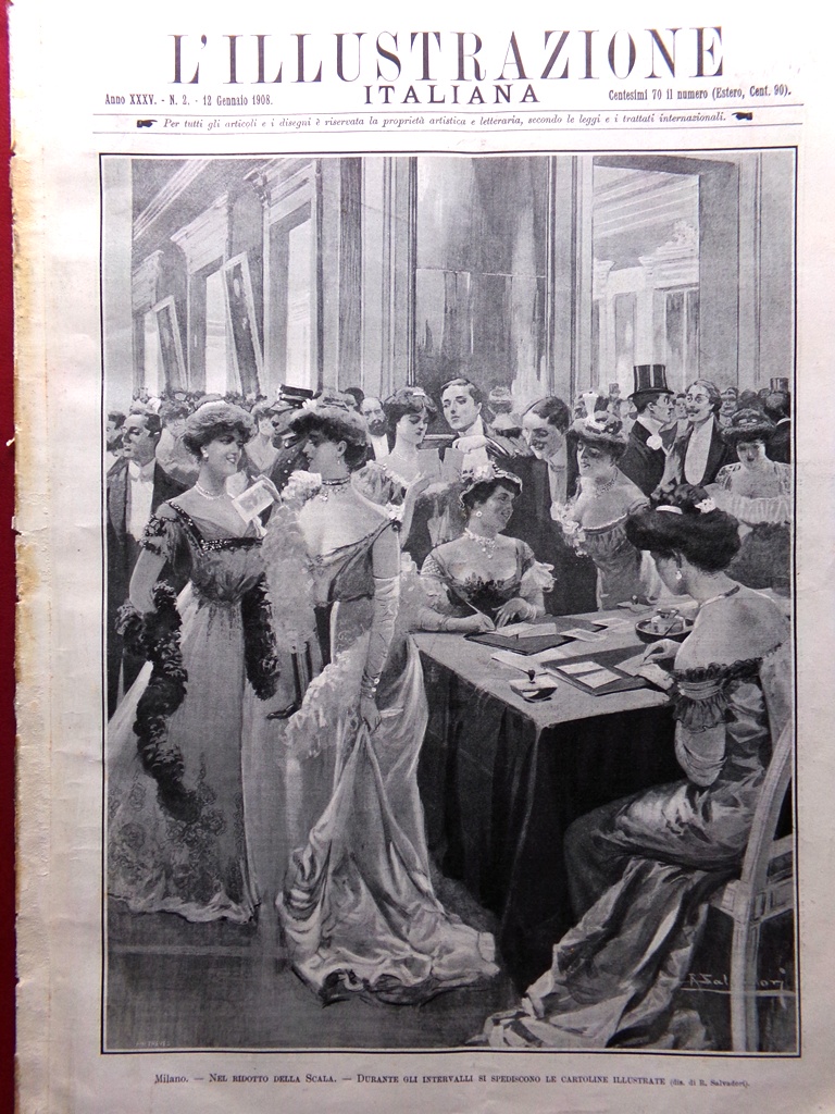 L'Illustrazione Italiana 12 Gennaio 1908 Borsa Roma Scampini Massenet Lotschberg