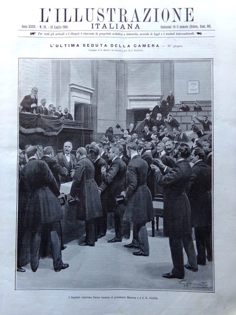 L'illustrazione Italiana 12 Luglio 1908 Martinengo Livorno Taft Verona Massimini