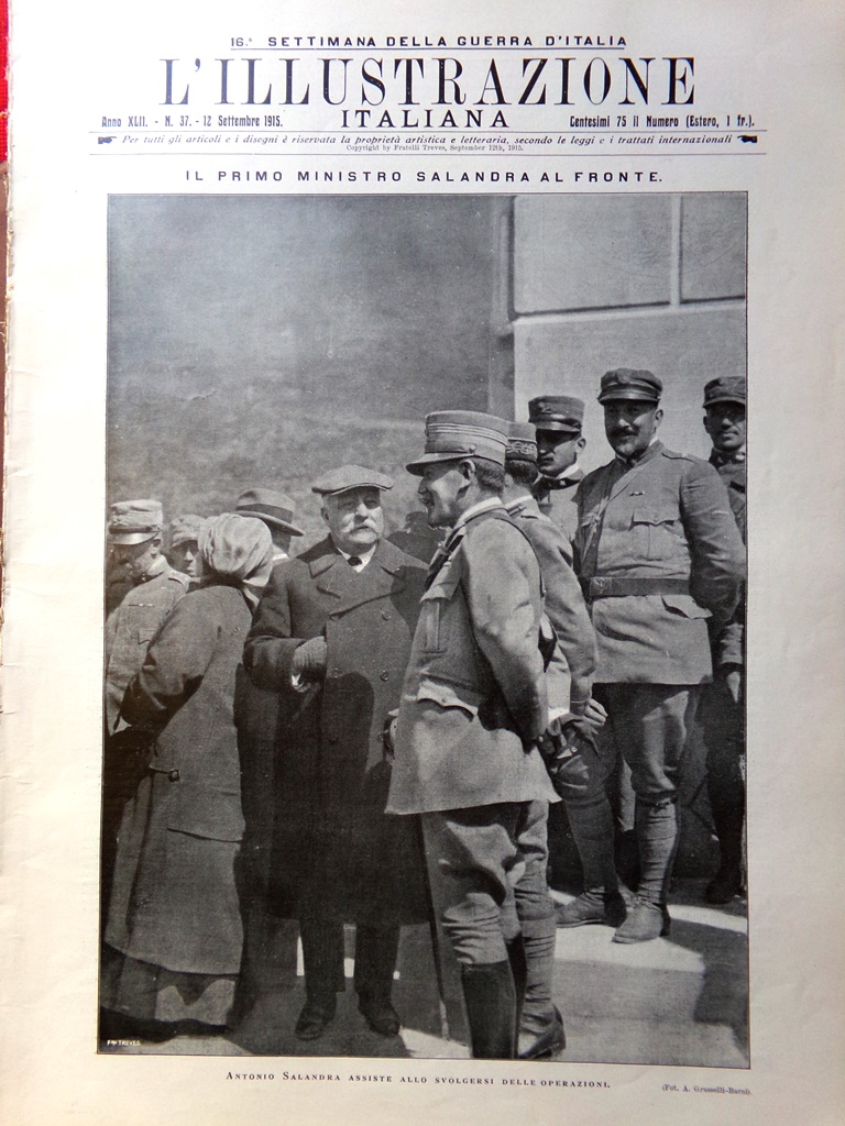 L'illustrazione Italiana 12 Settembre 1915 WW1 Pegoud Caporetto Fiandre Dolomiti