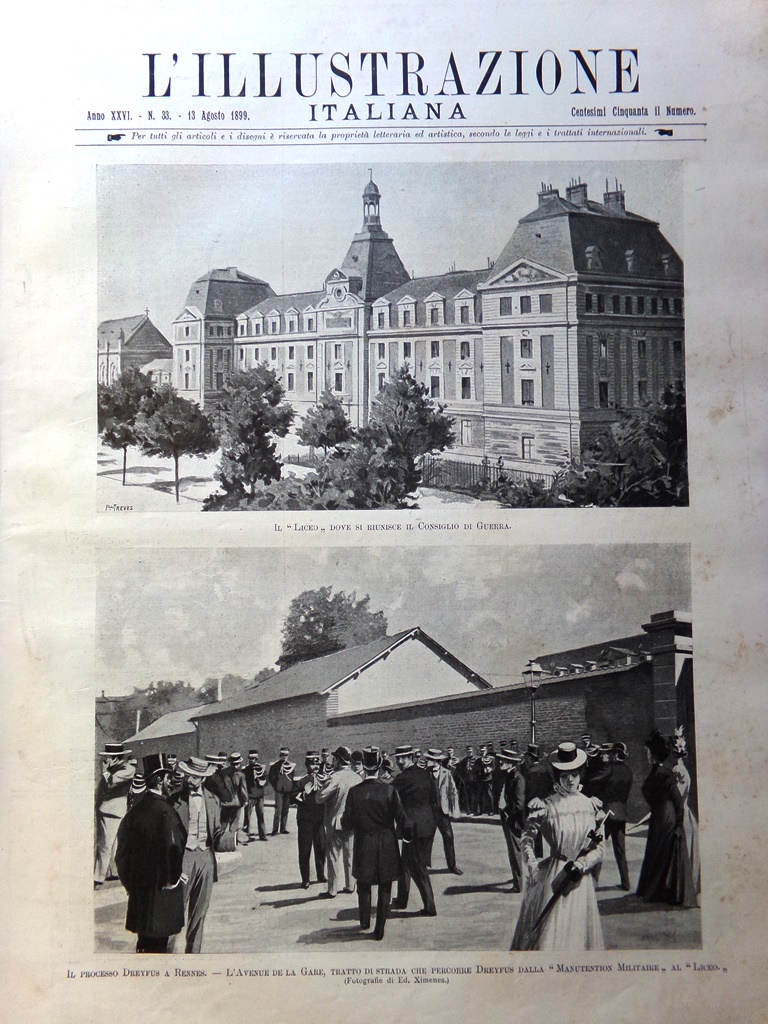 L'Illustrazione Italiana 13 Agosto 1899 Processo Dreyfus Rennes Venezuela Varese