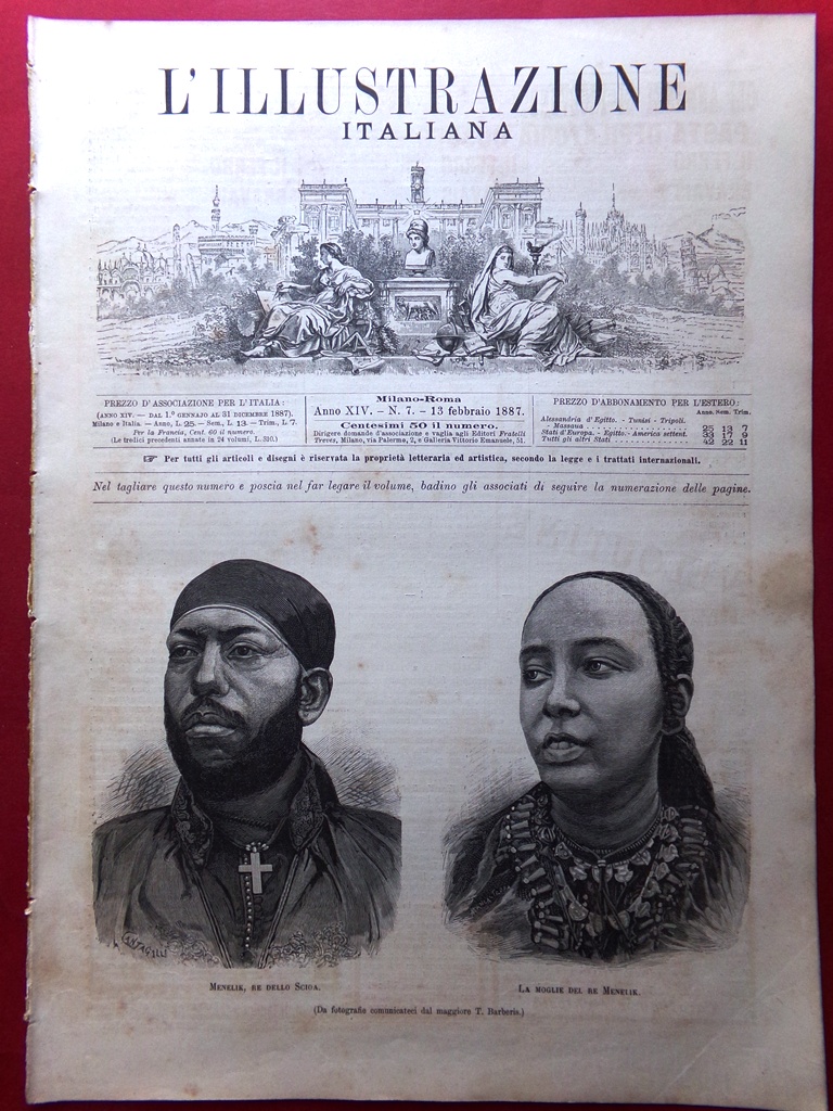 L'illustrazione Italiana 13 Febbraio 1887 Menelik De Amicis Tolstoj Verdi …