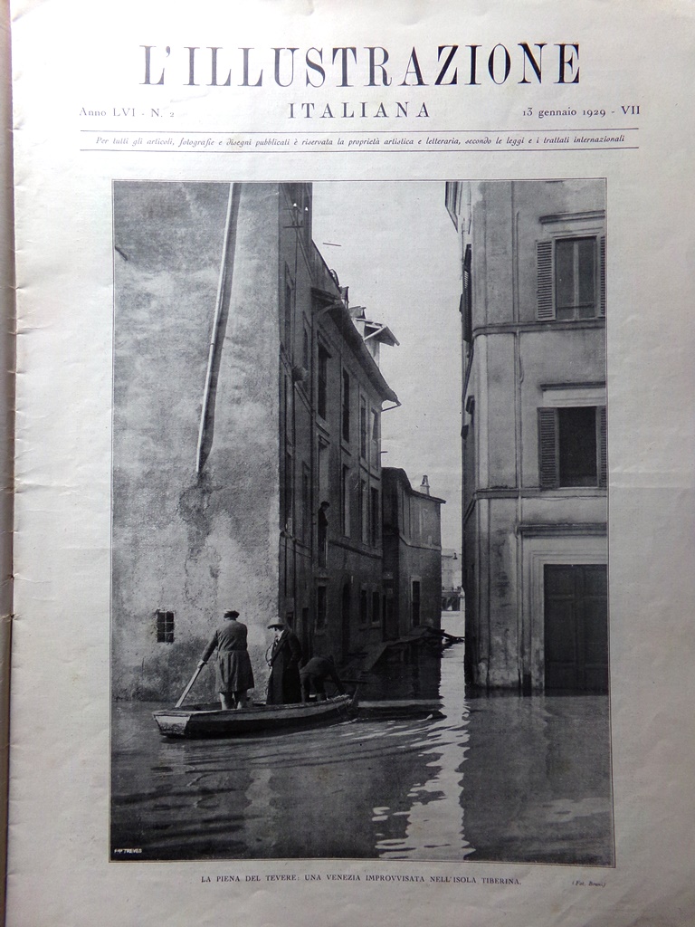 L'Illustrazione Italiana 13 Gennaio 1929 Piena Tevere Chioggia San Godenzo …