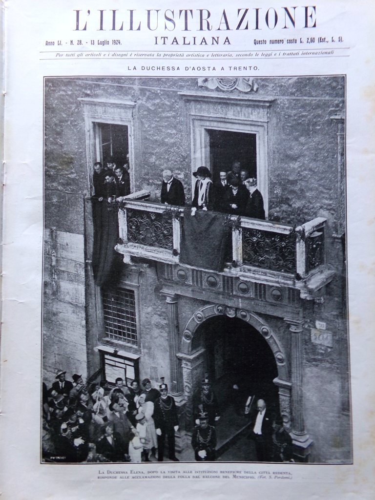 L'Illustrazione Italiana 13 Luglio 1924 Olimpiadi Parigi Quirinale Venezia Papa