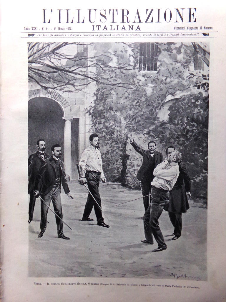 L'Illustrazione Italiana 13 Marzo 1898 Duello Cavallotti Macola Giusti Statuto