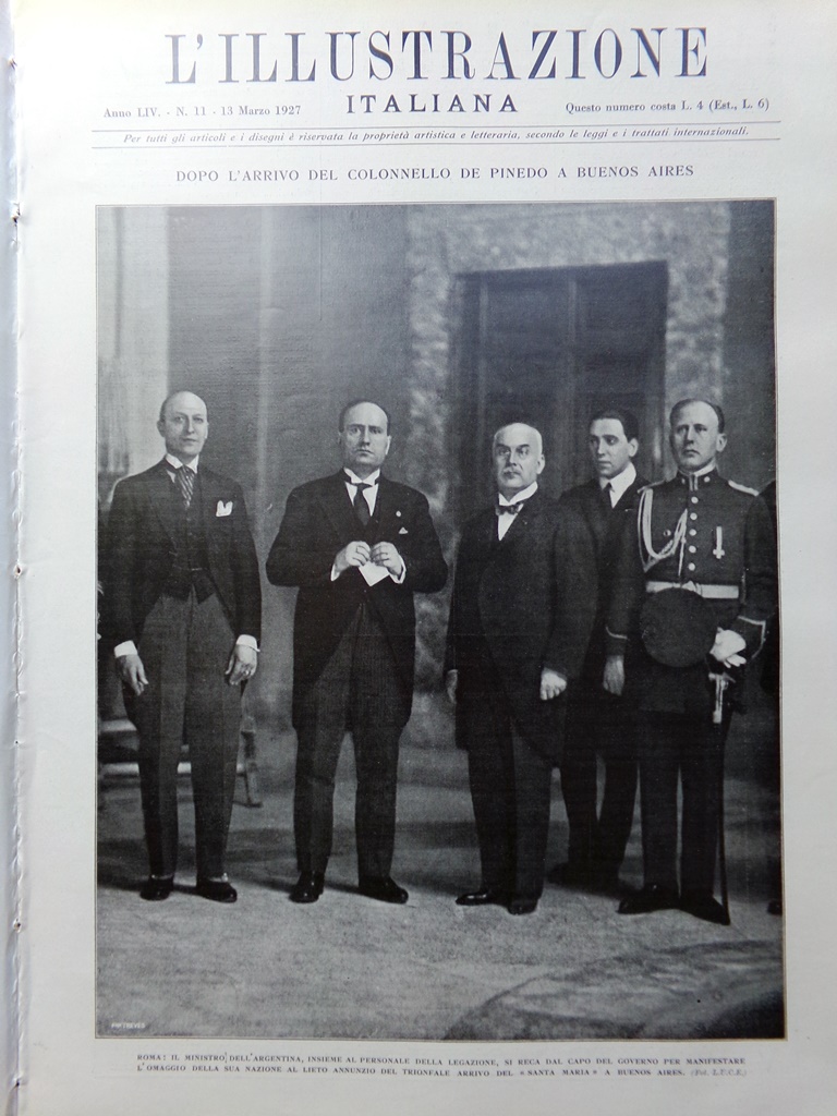 L'Illustrazione Italiana 13 Marzo 1927 De Pinedo Buenos Aires Podestà …