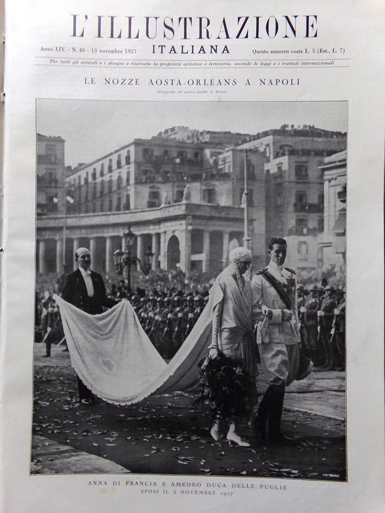 L'Illustrazione Italiana 13 Novembre 1927 Nozze Savoia Orleans Capodimonte Ferla