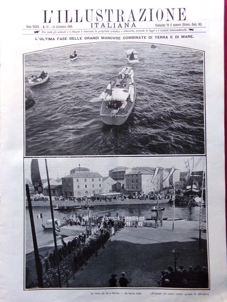 L'illustrazione Italiana 13 Settembre 1908 Circuito di Bologna Majorana Benadir