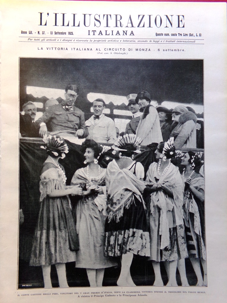 L'Illustrazione Italiana 13 Settembre 1925 Gran Premio di Monza Tallin …