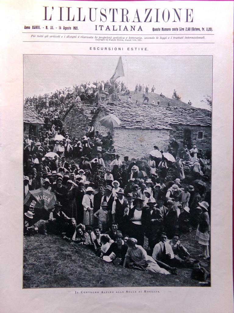 L'Illustrazione Italiana 14 Agosto 1921 Funerali Caruso Lido Venezia Monsumano