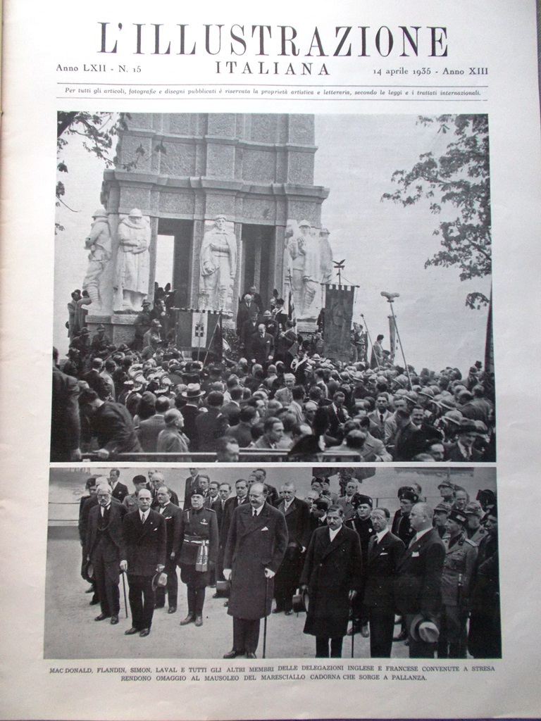 L'Illustrazione Italiana 14 Aprile 1935 Convegno di Stresa Pirandello Mark …