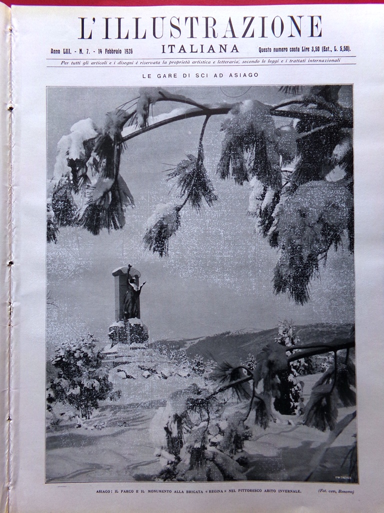 L'Illustrazione Italiana 14 Febbraio 1926 Speciale Riviera Ligure Olivo Giarabub
