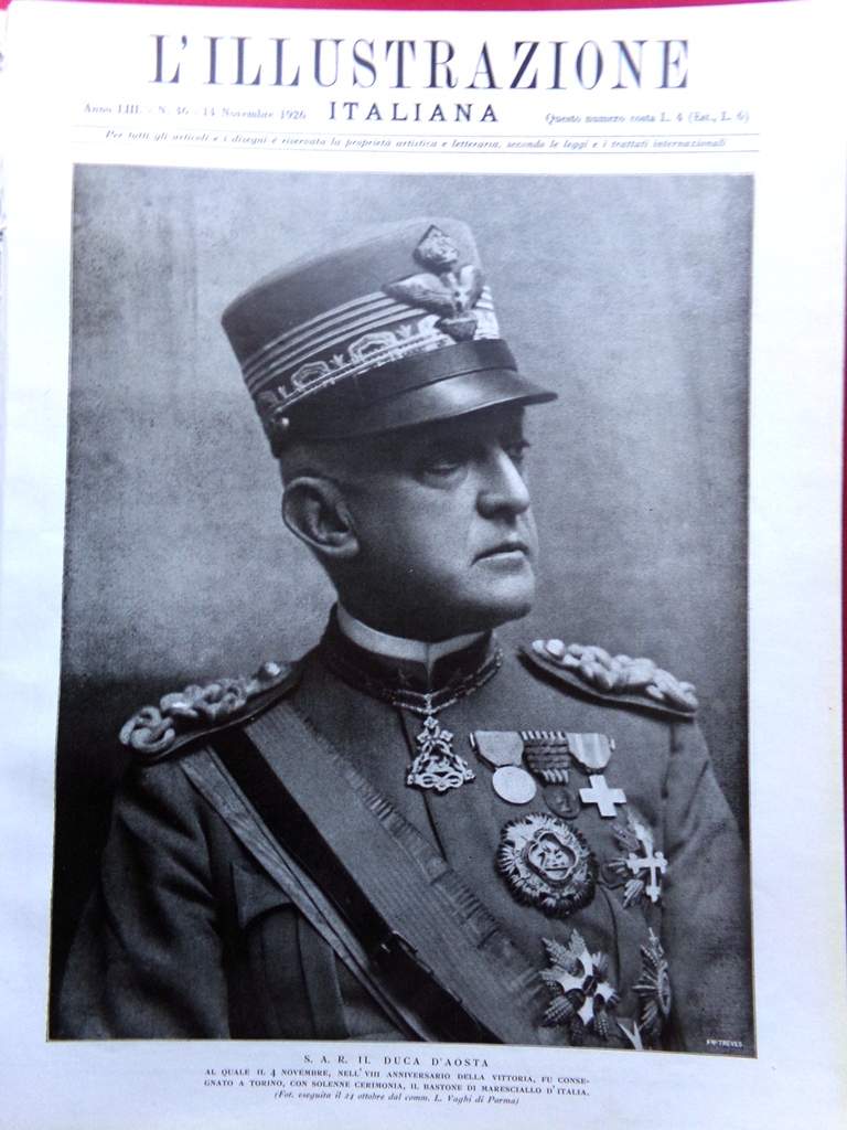 L'Illustrazione Italiana 14 Novembre 1926 Alluvione Bari Duca d'Aosta Vittoria