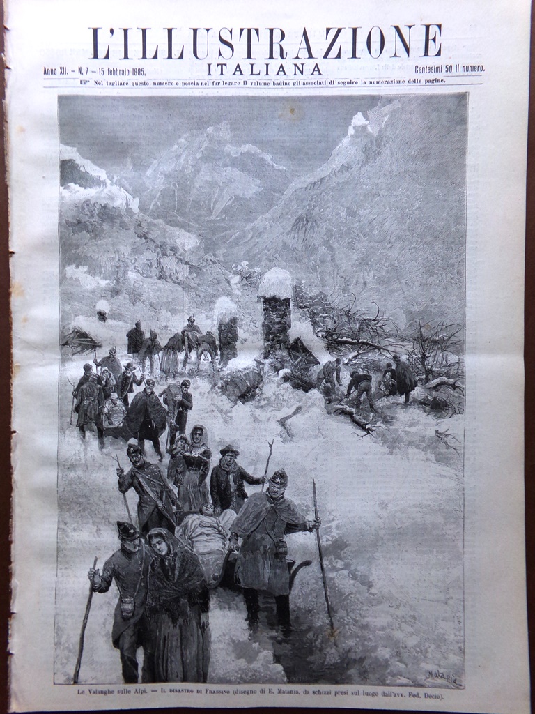 L'Illustrazione Italiana 15 Febbraio 1885 Mar Rosso Valanghe su Alpi …